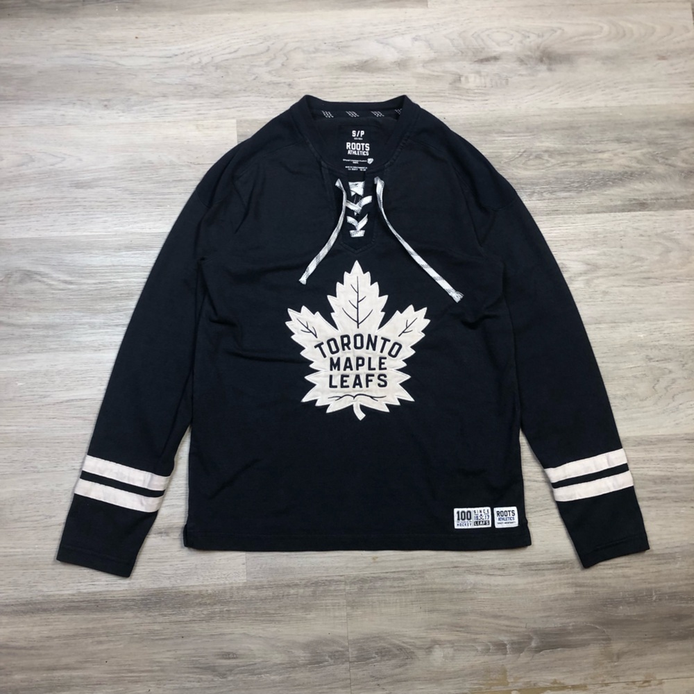 Roots Black Toronto Maple Leafs Lace-Up Long Sleeve Top